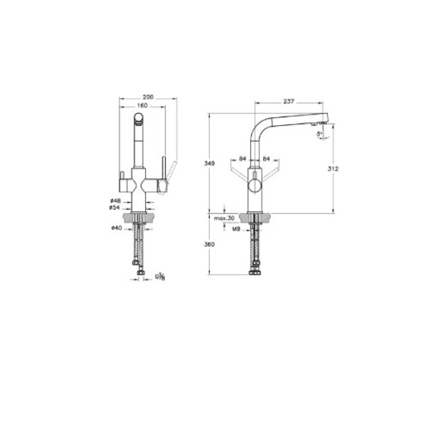 Artema Split A42144 Dual-flow Eviye Mutfak Bataryası, Krom - Resim 2