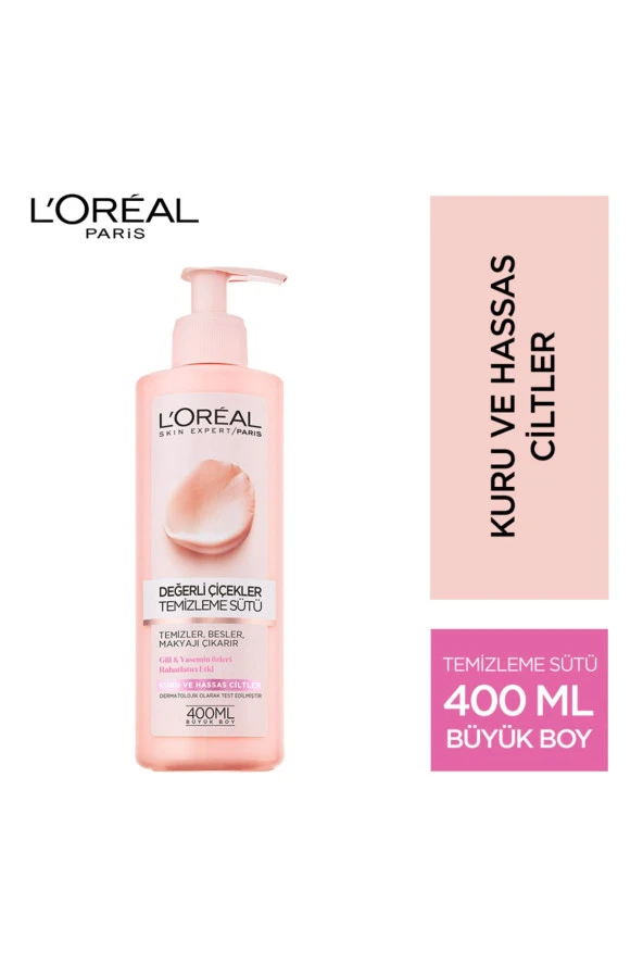 LOREAL DERMO YÜZ TEMİZLEME SÜTÜ 400ML (KURU VE HASSAS CİLT) ürün görseli 1