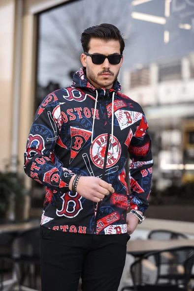 Kırmızı Renk Baskılı Spor Model Kumaş Mont ürün görseli 1
