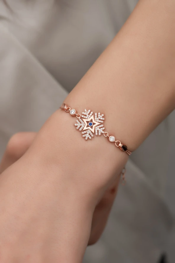 925 Ayar Gümüş Rose Zirkon Taşlı Kartanesi Bileklik ürün görseli 1