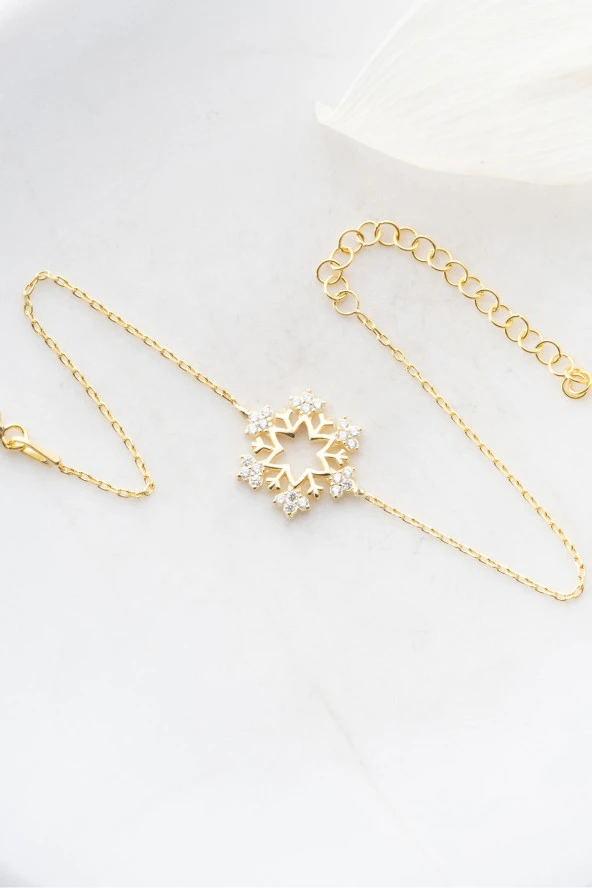 925 Ayar Gümüş Gold Kartanesi Tasarım Bileklik ürün görseli 1
