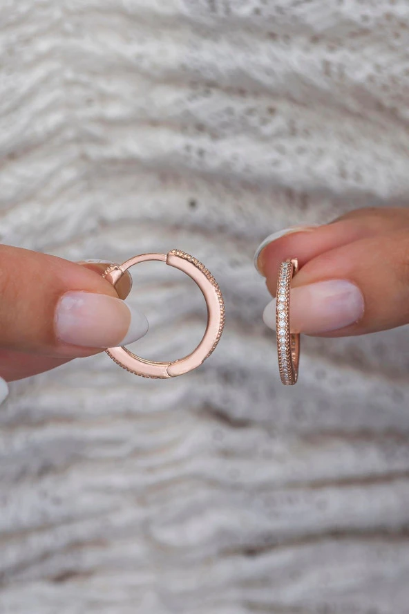 925 Ayar Gümüş Rose 20 mm Tamtur Halka Küpe ürün görseli 1