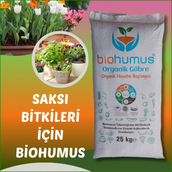 SAKSI BİTKİLERİ ve ÇİÇEK için, Biohumus Organik gübre, toprak düzenleyici, bitki besleyici 25 Kg ürün görseli 1
