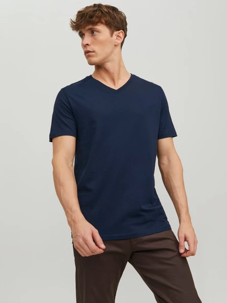 JACK JONES Erkek V Yaka Basic Tişört 12156102 - Resim 2