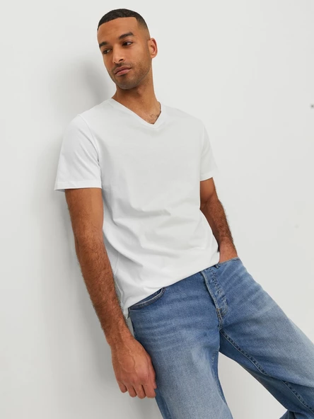 JACK JONES Erkek V Yaka Basic Tişört 12156102 - Resim 6