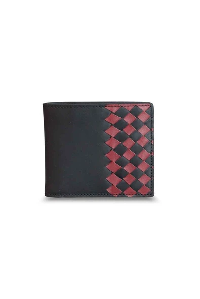 Guard Mat Siyah Kırmızı El Örgüsü  Deri Erkek Cüzdan - GRD2403XW22345 ürün görseli 1