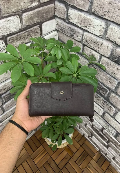 Guard Mat Kahverengi Fermuarlı ve Deri Patlı El Portföyü - GRD2403XW22275 ürün görseli 1