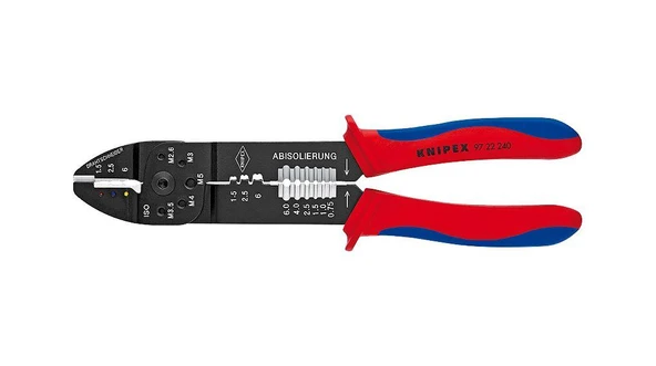 Knipex 9722240 Pabuç Sıkma ve Kablo Sıyırma Pensesi ürün görseli 1