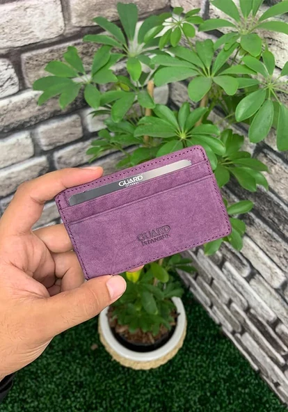 Guard Ultra İnce Unisex Mor Nubuk Minimal Deri Kartlık - GRD2403XW22332 ürün görseli 1