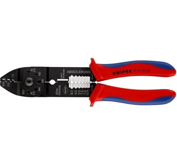 Knipex 9721215B Pabuç Sıkma ve Kablo Sıyırma Pensesi 215mm ürün görseli 1