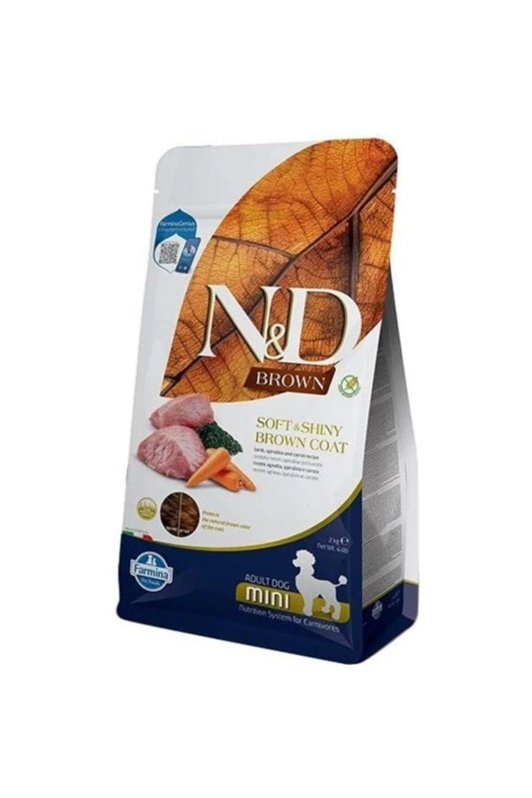N&D Brown Kuzu Etli Spirulina Ve Havuçlu Küçük Irk Yetişkin Köpek Maması 2Kg ürün görseli 1