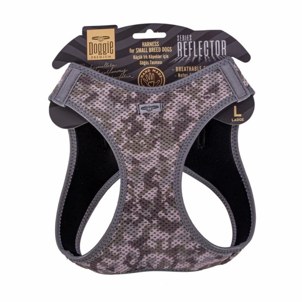 Doggie Havalı Dokuma Reflektör Serisi Köpek Göğüs Tasması Kamuflaj 42-48 Cm Large ürün görseli 1