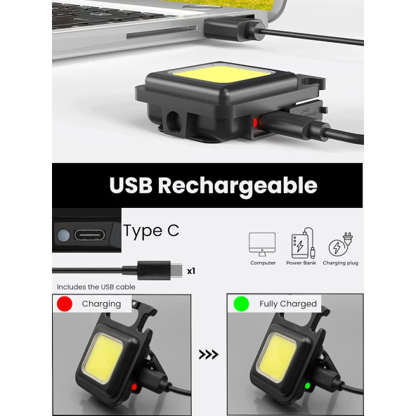 UconeX USB şarjlı mini el feneri - Resim 4