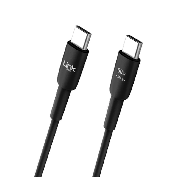 LinkTech K604 Safe Type-C - Type-C 60W Hızlı Şarj Kablosu 1mt Siyah ürün görseli 1
