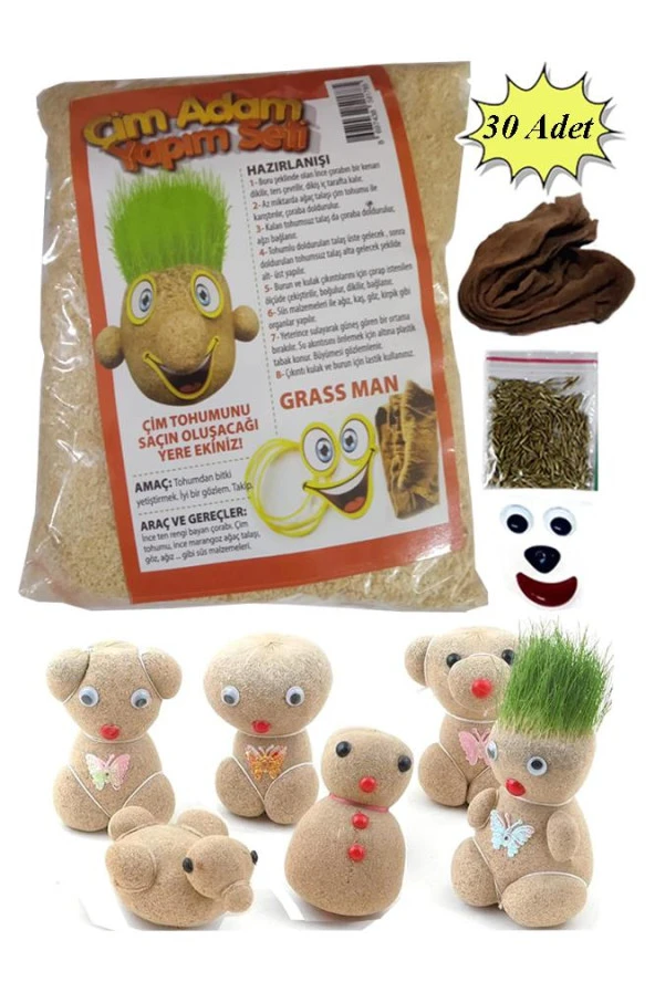 Çim Adam Yapım Seti 30 Paket Okul Eğitici Deney Seti Çim Adam Seti ürün görseli 1