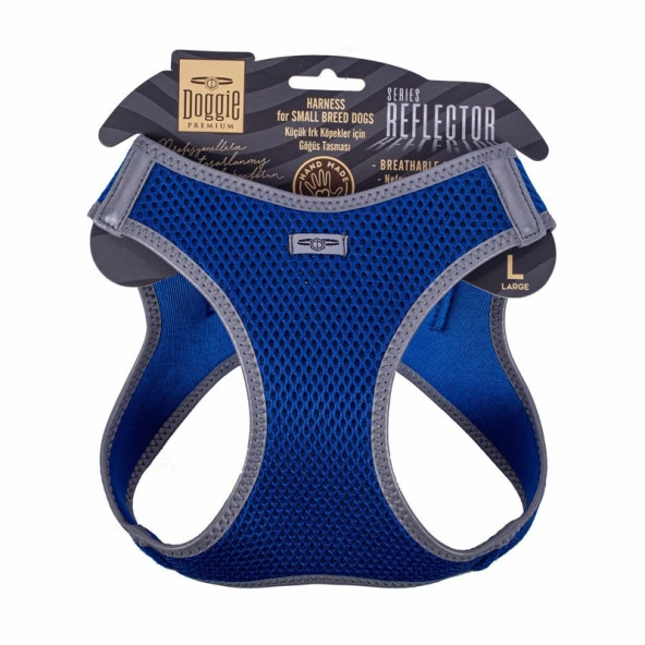 Doggie Havalı Dokuma Reflektör Serisi Köpek Göğüs Tasması Mavi 42-48 Cm Large ürün görseli 1