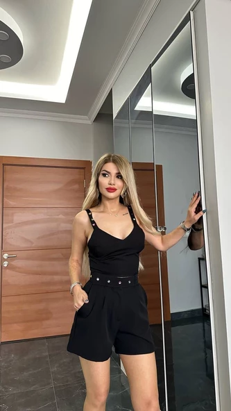 ITHAL DABIL DOKUMA KUMAŞ ŞORTLU TAKIM ÖZEL TAŞ DİKİM AKSESUARLI ŞORTLU TAKIM ürün görseli 1