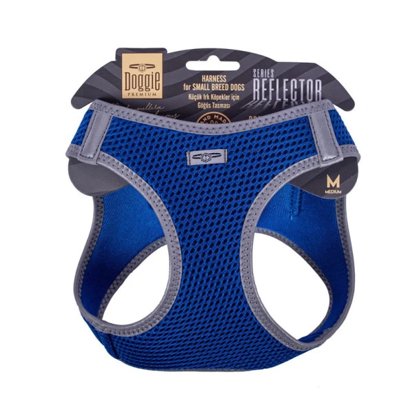 Doggie Havalı Dokuma Reflektör Serisi Köpek Göğüs Tasması Mavi 38-45 Cm Medium ürün görseli 1
