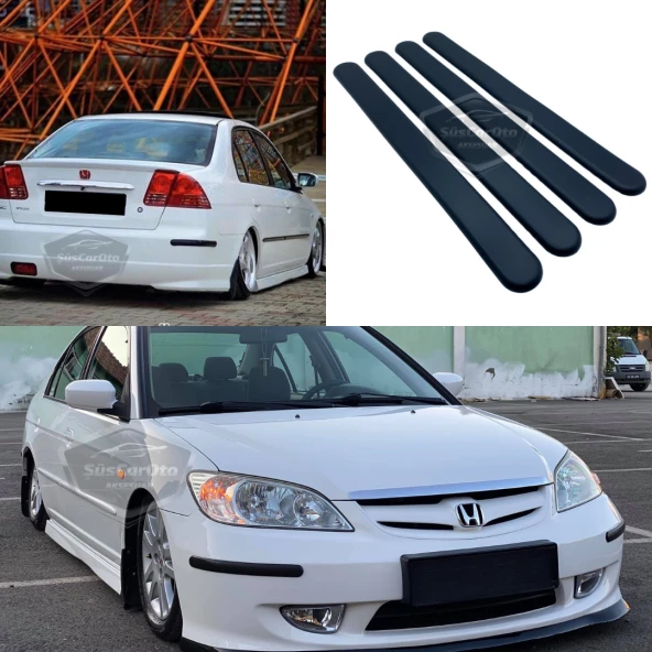 Honda Civic Vtec 2 Uyumlu Esnek Tampon Koruma Bandı Ön Arka Tampon Koruyucu Şerit Yumuşak Bant 4 lü Paket Siyah ürün görseli 1