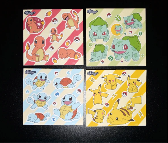 Özel Tasarım Başlangıç Pokemonları Sticker Set -4 Adet- - Resim 3