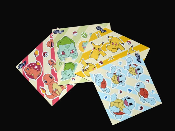 Özel Tasarım Başlangıç Pokemonları Sticker Set -4 Adet- - Resim 4