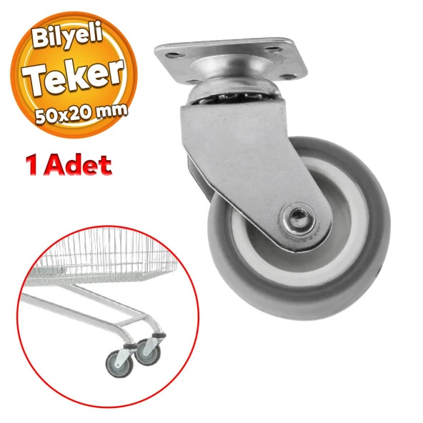 Mobilya Ofis Koltuk Tekeri Vidalı Yük Taşıma Alışveriş Sepeti Tablalı Teker 50 MM x 20 mm GRİ ürün görseli 1