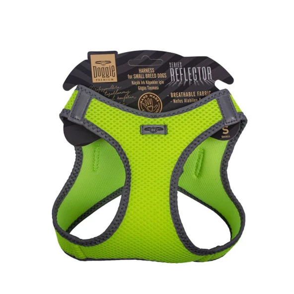 Doggie Havalı Dokuma Reflektör Serisi Köpek Göğüs Tasması Sarı 32-38 Cm Small ürün görseli 1