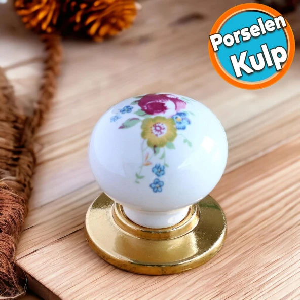 Porselen Gold Düğme Kulplar Mobilya Mutfak Dolabı Çekmece Dolap Kapak Kulpu Kulbu Altın ürün görseli 1
