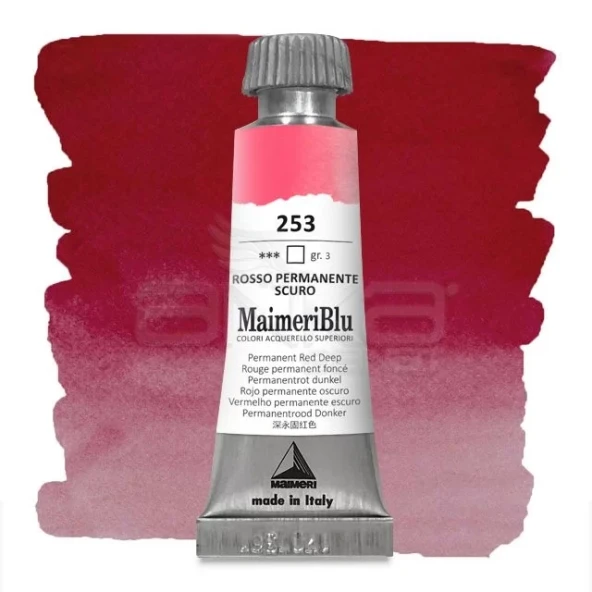 Maimeri Blu Tüp Sulu Boya 12 ml S3 No:253 Permanent Red Deep ürün görseli 1