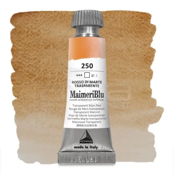 Maimeri Blu Tüp Sulu Boya 12 ml S1 No:250 Transparent Mars Red ürün görseli 1