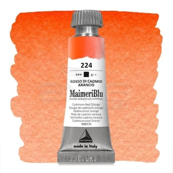 Maimeri Blu Tüp Sulu Boya 12 ml S4 No:224 Cadmium Red Orange ürün görseli 1