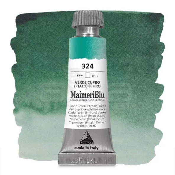 Maimeri Blu Tüp Sulu Boya 12 ml S1 No:324 Copper Oxide Green Deep ürün görseli 1