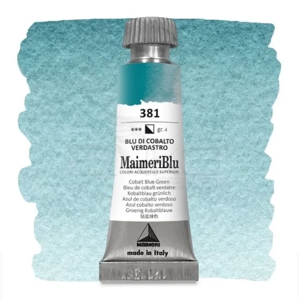Maimeri Blu Tüp Sulu Boya 12 ml S4 No:381 Cobalt Blue Green ürün görseli 1