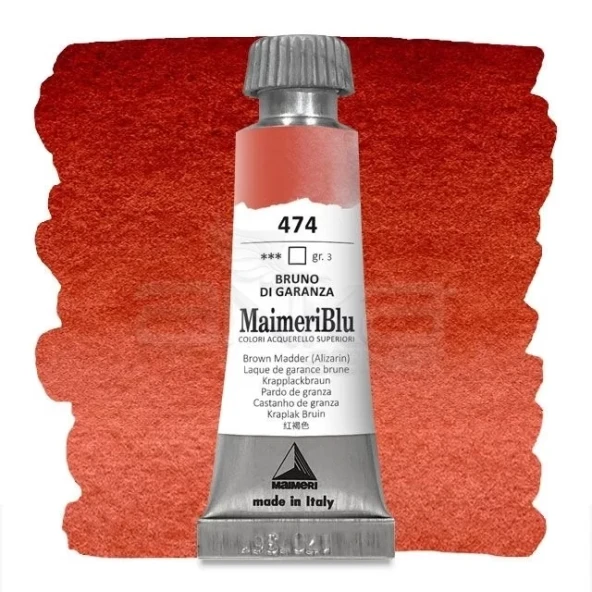 Maimeri Blu Tüp Sulu Boya 12 ml S3 No:474 Brown Madder (Alizarin) ürün görseli 1