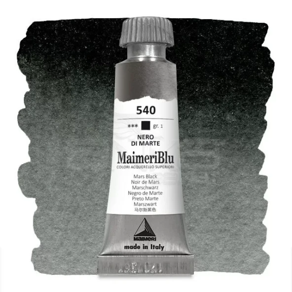 Maimeri Blu Tüp Sulu Boya 12 ml S1 No:540 Mars Black ürün görseli 1