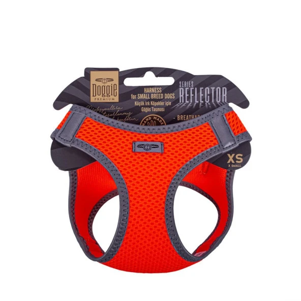Doggie Havalı Dokuma Reflektör Serisi Köpek Göğüs Tasması Turuncu 30-34 Cm XSmall ürün görseli 1