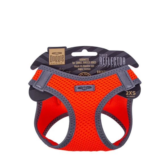 Doggie Havalı Dokuma Reflektör Serisi Köpek Göğüs Tasması Turuncu 26-30 Cm 2Xsmall ürün görseli 1