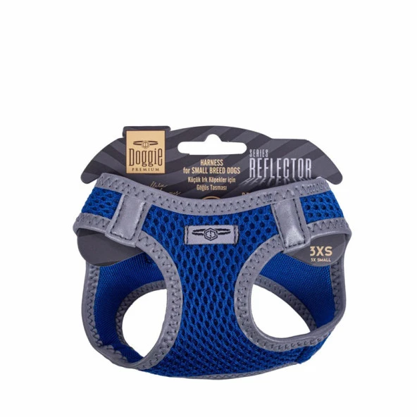 Doggie Havalı Dokuma Reflektör Serisi Köpek Göğüs Tasması Mavi 22-26 Cm 3XSmall ürün görseli 1