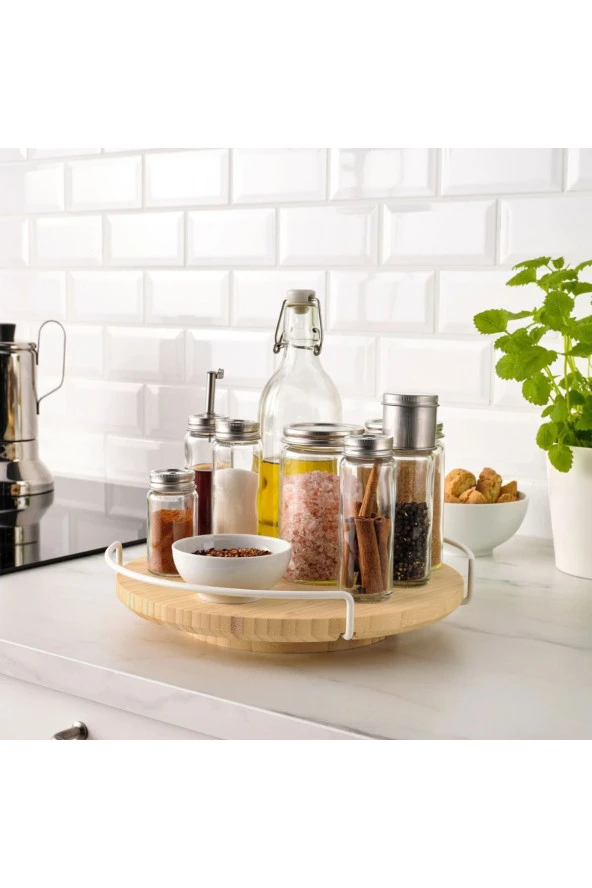 Aptıtlıg  Bambu Dönen Servis Tepsisi 28 Cm Döner Tabla - Resim 3
