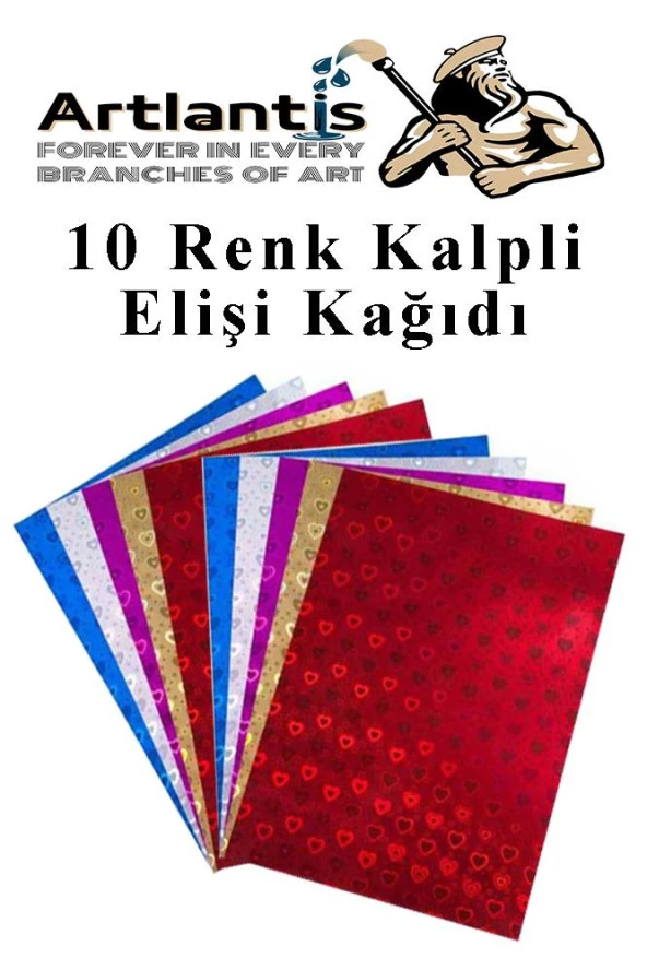 Kalpli Elişi Kağıdı A4 10 Renk 1 Paket Kalp El işi Kağıdı 10 Lu Kreş Ana Sınıfı Okul Öncesi Sınıf Malzemesi ürün görseli 1