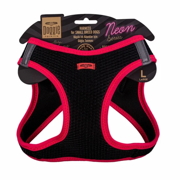 Doggie Havalı Dokuma Neon Serisi Köpek Göğüs Tasması Pembe 42-48 Cm Large ürün görseli 1