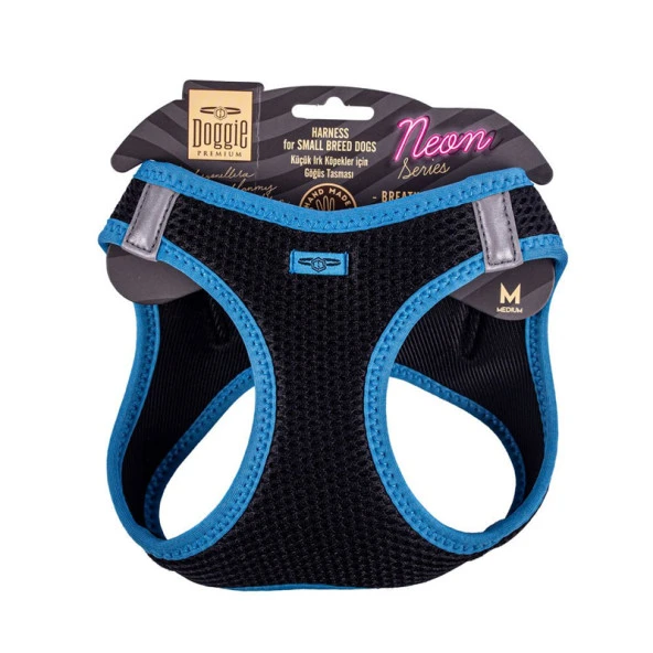 Doggie Havalı Dokuma Neon Serisi Köpek Göğüs Tasması Mavi 38-44 Cm Medium ürün görseli 1