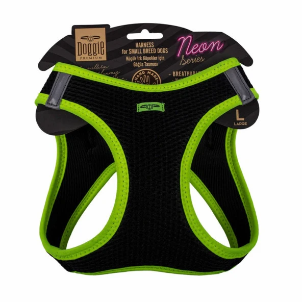 Doggie Havalı Dokuma Neon Serisi Köpek Göğüs Tasması Sarı 42-48 Cm Large ürün görseli 1