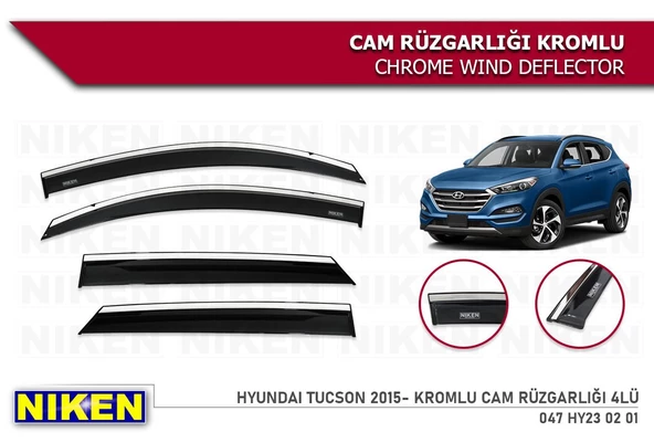 Hyundai Tucson Kromlu Cam Rüzgarlığı Niken 2015-2020 ürün görseli 1