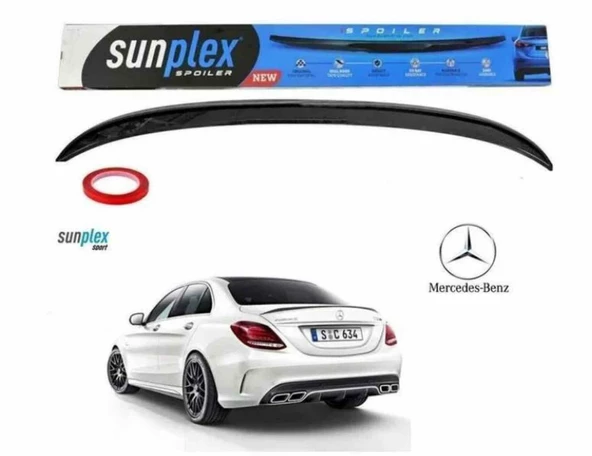 Mercedes C serisi w205 Spoiler Piano Black 2014-2020 arası modellere uyumlu Sunplex ürün görseli 1