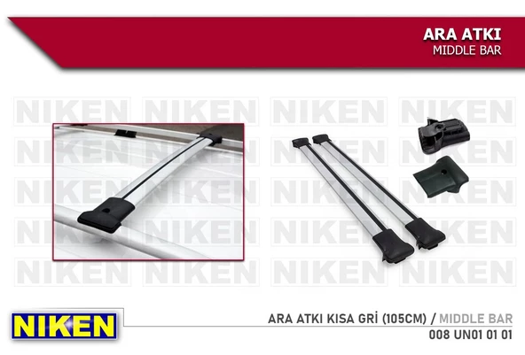 Araç üstü ara atkı bagaj taşıyıcı-gri (yanlardan sıkıştırmalı )alüminyum 105cm. ürün görseli 1