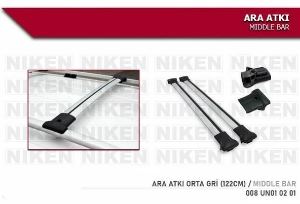 Araç üstü ara atkı bagaj taşıyıcı gri (yanlardan sıkıştırmalı) alüminyum 122cm ürün görseli 1