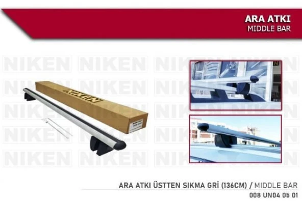 Araç üstü ara atkı bagaj taşıyıcı gri(üstten sıkıştırmalı) alüminyum 136 cm uzunluk ürün görseli 1