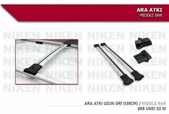 Araç üstü ara atkı bagaj taşıyıcı gri (yanlardan sıkıştırmalı )alüminyum 138cm uzunluk ürün görseli 1