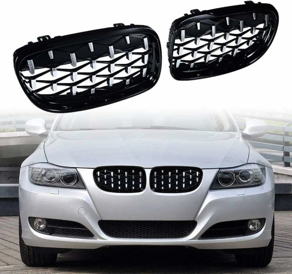 Bmw e90 diamond ön panjur ızgara 2009-2012 arası parlak siyah ürün görseli 1
